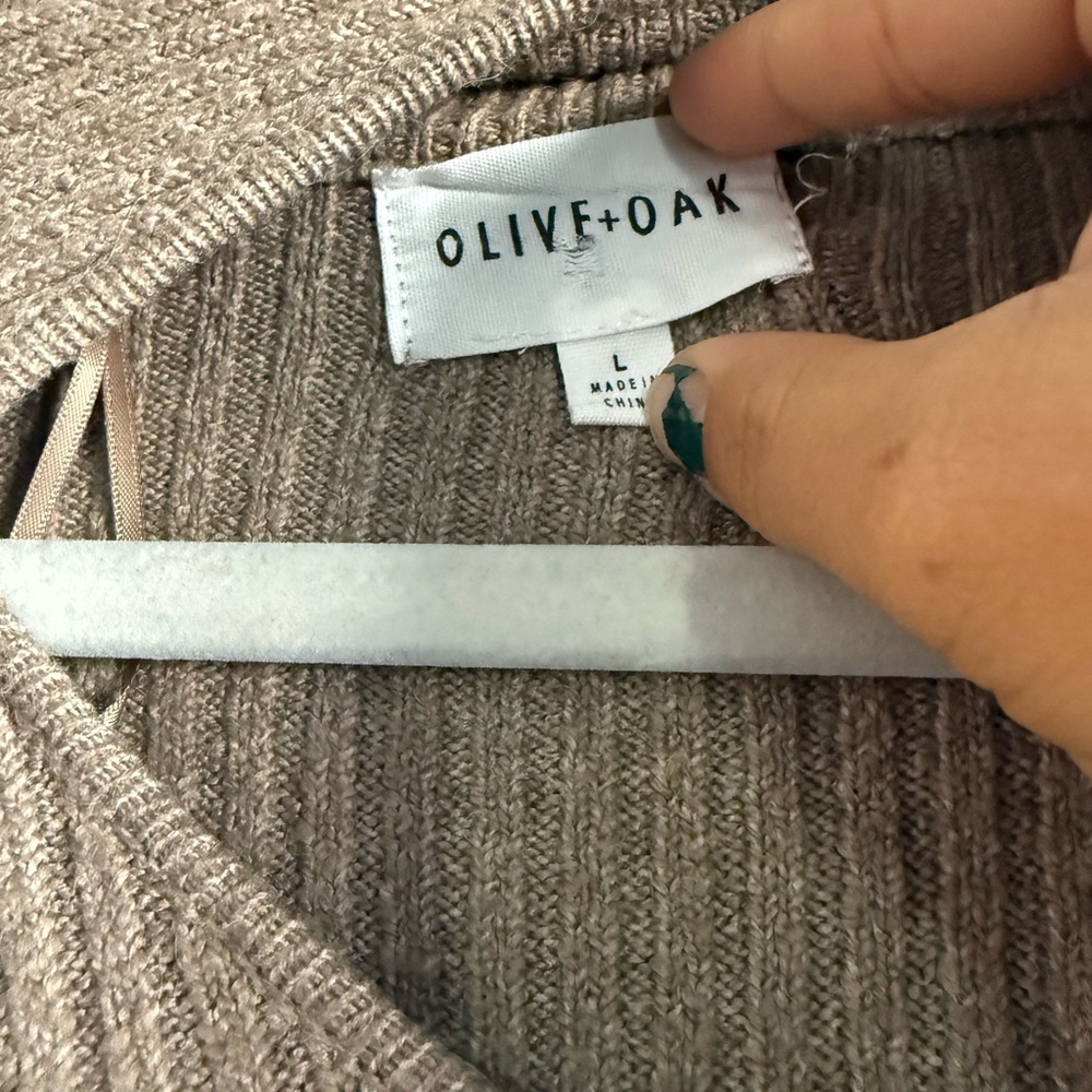 Olive & Oak Tan Long Sleeve Ribbed Dress - Picture 3 of 3